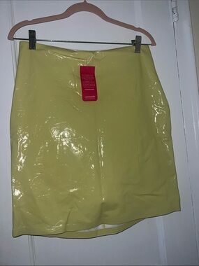Commando patent green latex skort